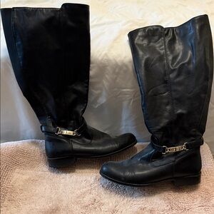 Black Leather Knee-High Boots